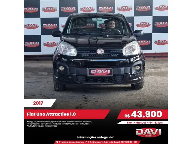 Carro Fiat Uno 2017 Attractive 1.0 (Flex) 4p
