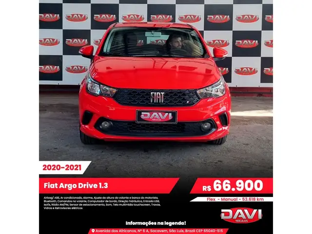 Carro Fiat Argo 2021 Drive 1.3  (Flex)