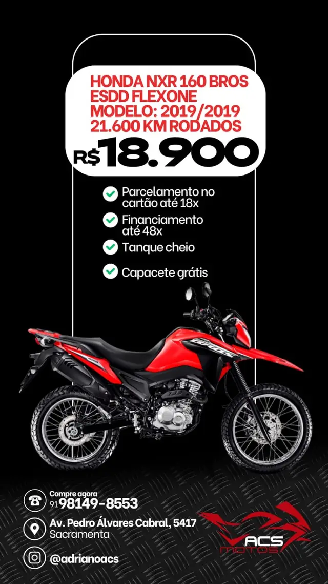 Carro Honda NXR 160 2019 Bros ESDD