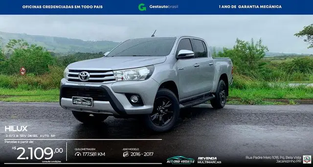 Carro Toyota Hilux Cabine Dupla 2017 Hilux 2.8 TDI SRV CD 4x4 (Aut)