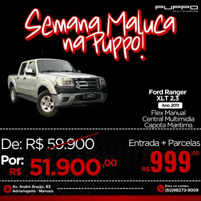 Carro Ford Ranger Cabine Dupla 2011 Ranger XLT 2.3 16V 4x2 (Cab Dupla)