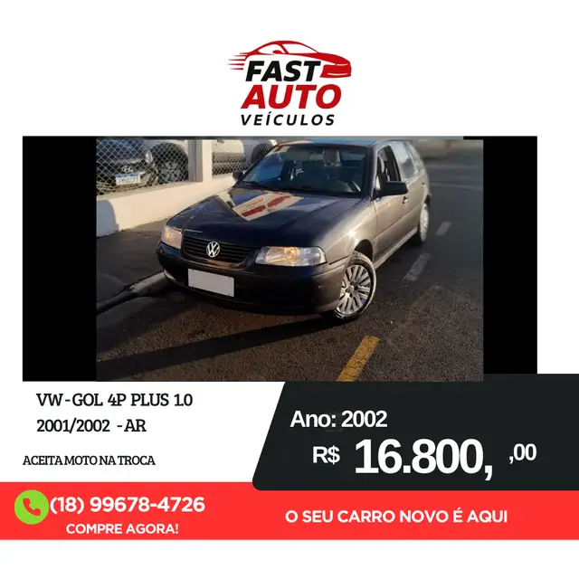 Carro Volkswagen Gol 2002 Plus 1.0 16V 2p