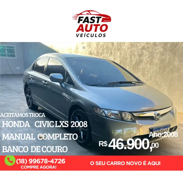 Carro Honda Civic 2008 New  LXS 1.8