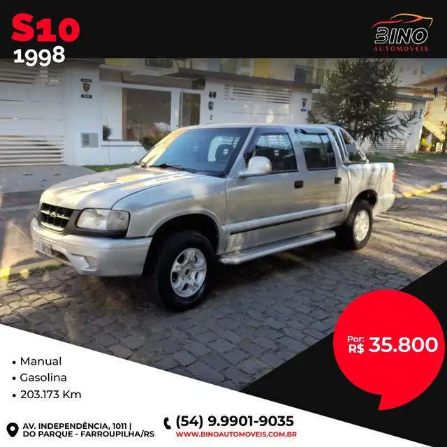Carro Chevrolet S10 Cabine Dupla 1998 S10 Luxe 4x2 4.3 SFi V6 (Cab Dupla)