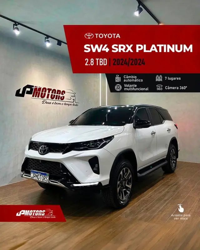 Carro Toyota SW4 2024 SRX 2.8 Turbodiesel 4x4 (Aut.) (7 Lugares)