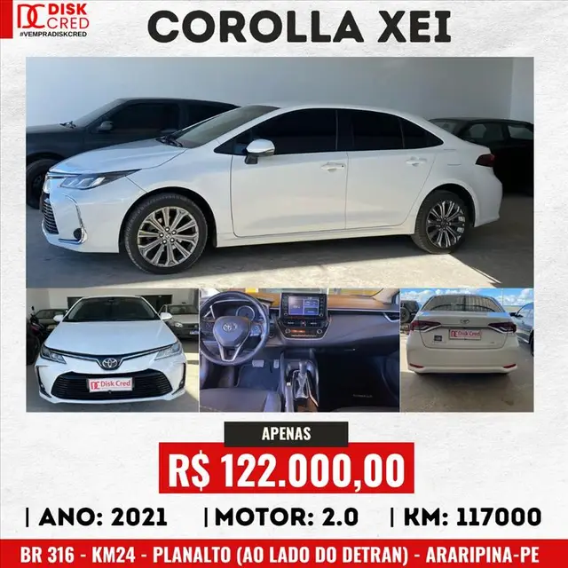 Carro Toyota Corolla 2021 2.0 XEi Multi-Drive S (Flex)