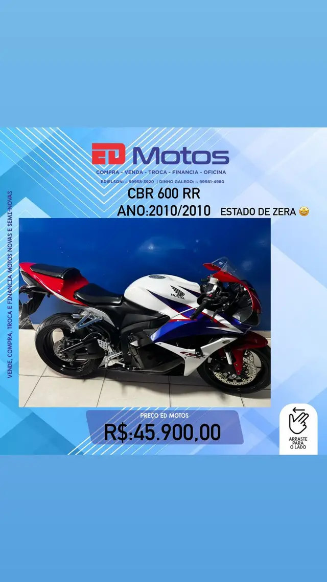 Carro Honda CBR 600 2010 RR (ABS)