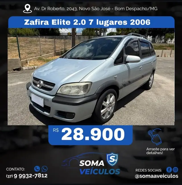 Carro Chevrolet Zafira 2006 Elite 2.0 (Flex)