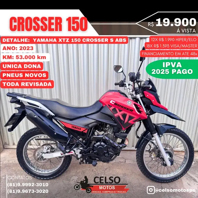 Carro Yamaha XTZ 150 Crosser 2023 S