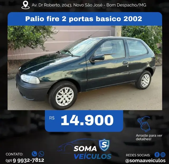Carro Fiat Palio 2002 Young 1.0 8V Fire