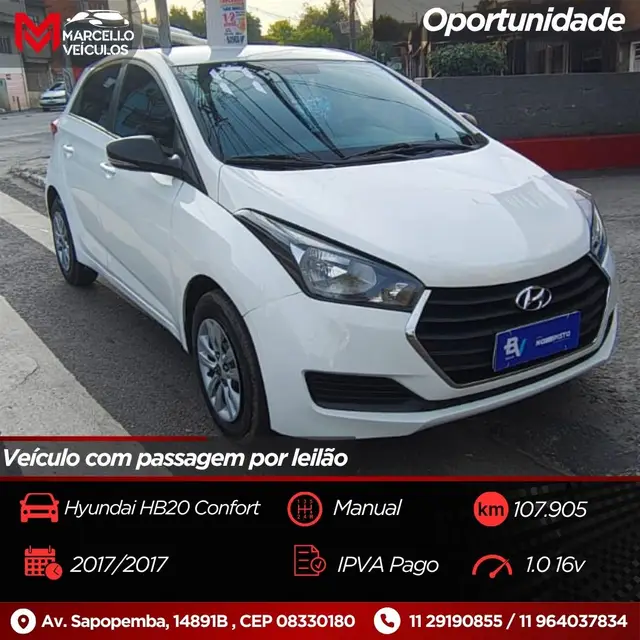 Carro Hyundai HB20 2017 1.0 Comfort (Flex)