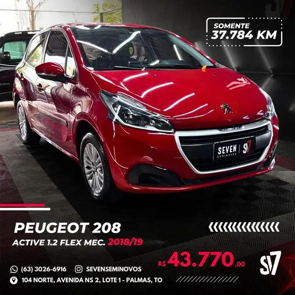 Carro Peugeot 208 2019 Active 1.2 12V (Flex)