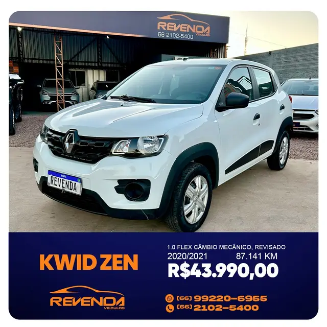 Carro Renault Kwid 2021 Zen 1.0 12v SCe (Flex)