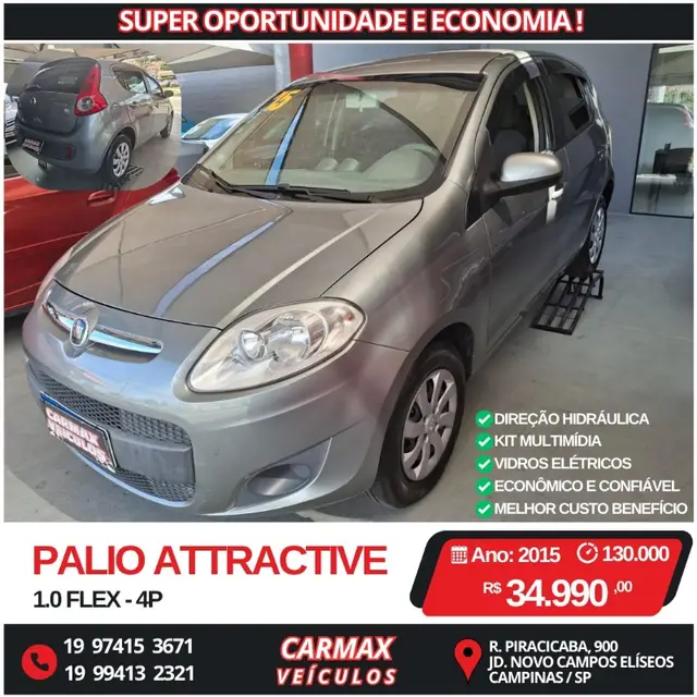 Carro Fiat Palio 2015 Attractive 1.0 Evo (Flex)