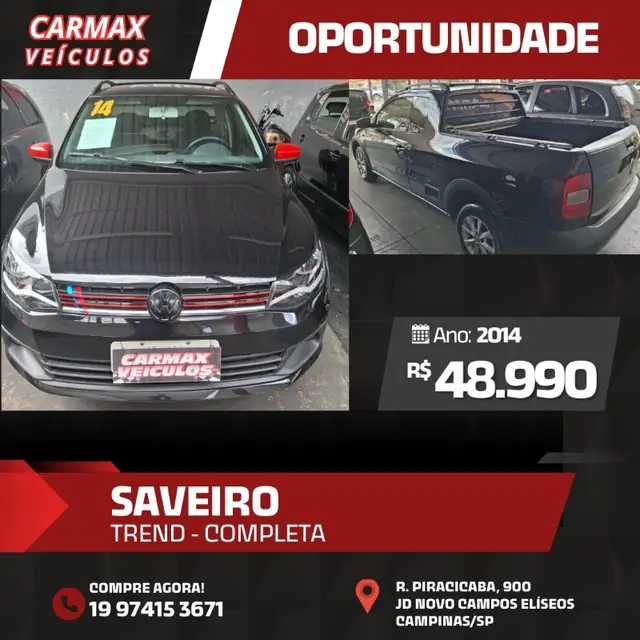 Carro Volkswagen Saveiro 2014 1.6  (Flex) (cab. estendida)