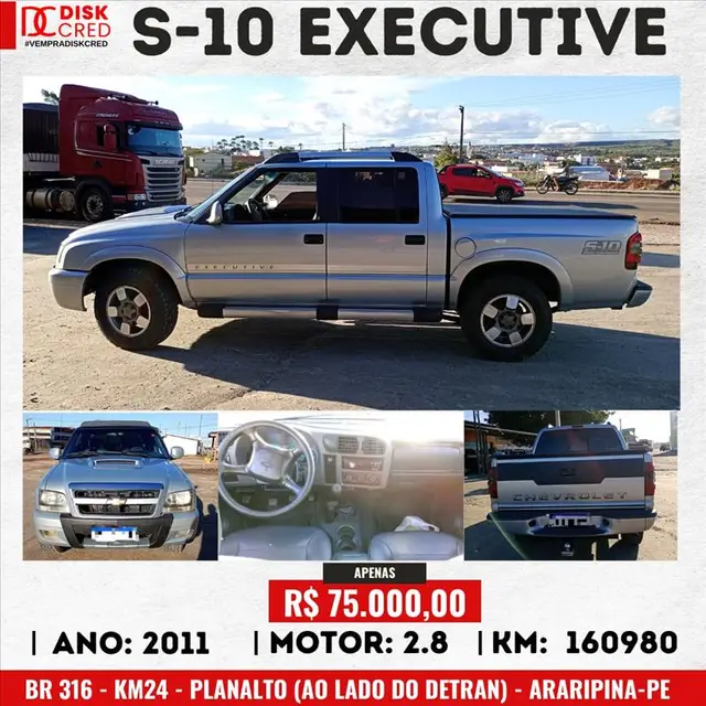 Carro Chevrolet S10 Cabine Dupla 2011 S10 Executive 4x4 2.8 Turbo Electronic (Cab Dupla)