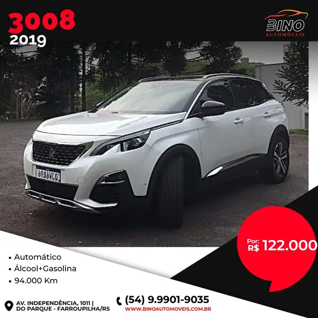 Carro Peugeot 3008 2019 1.6 THP Griffe Pack (Aut)
