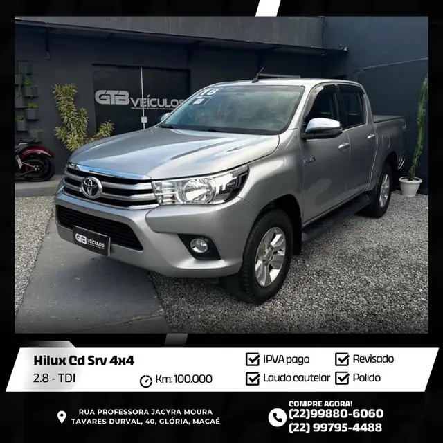 Carro Toyota Hilux Cabine Dupla 2018 Hilux 2.8 TDI SRV CD 4x4 (Aut)