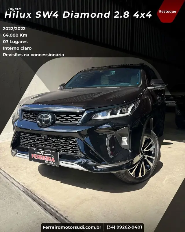 Carro Toyota Hilux SW4 2022 GRS 2.8 TB 4x4 Diesel Automatico