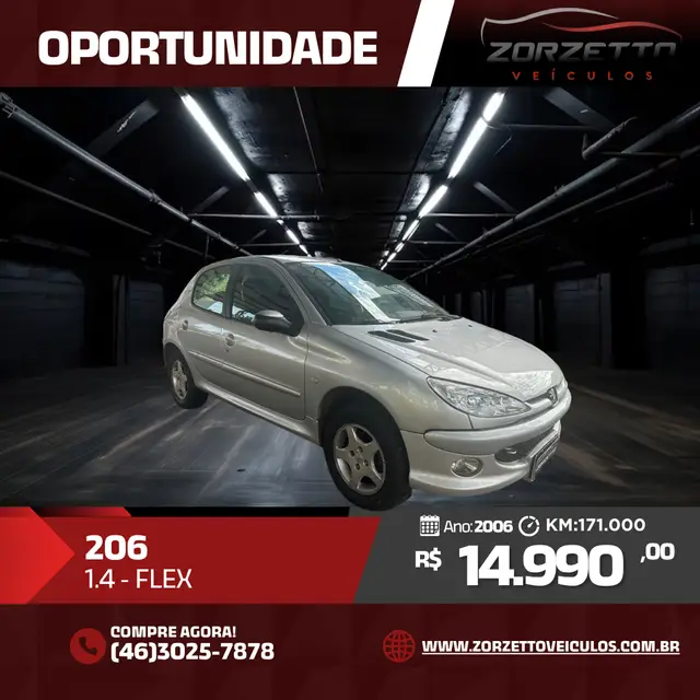 Carro Peugeot 206 2006 Hatch. Feline 1.4 8V (flex)