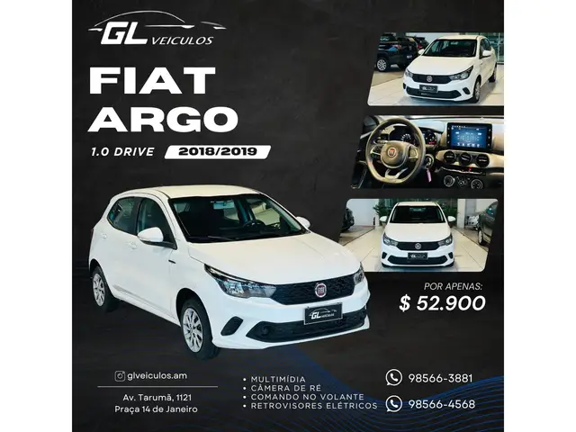 Carro Fiat Argo 2019 Drive 1.0 Firefly (Flex)