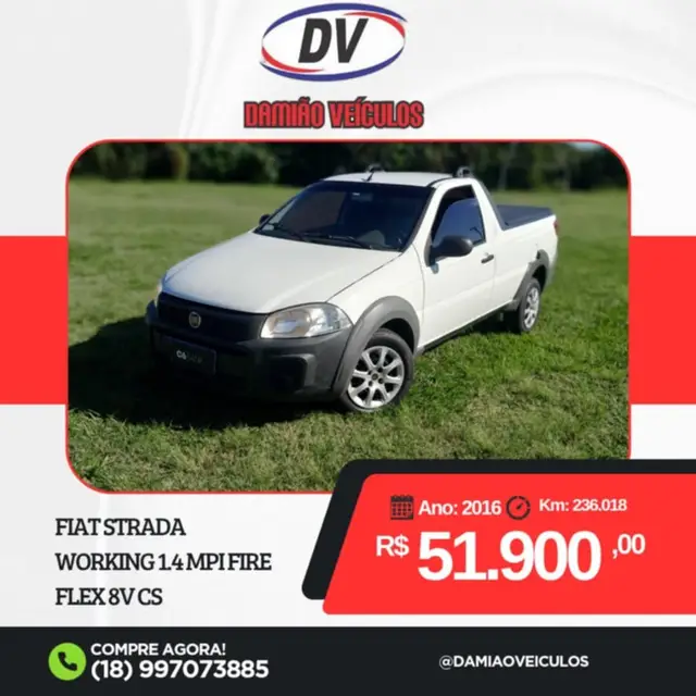 Carro Fiat Strada 2016 Working 1.4 (Flex)