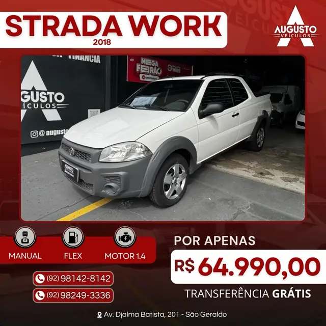Carro Fiat Strada 2018 Hard Working 1.4 (Flex) (Cabine Dupla)