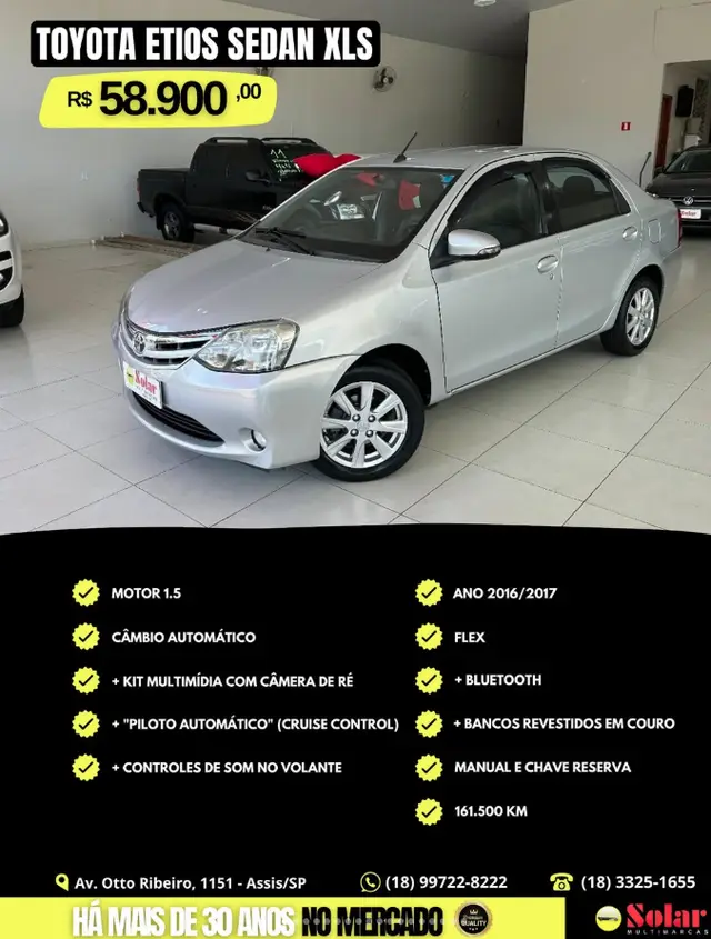 Carro Toyota Etios Sedan 2017 XLS 1.5 (Flex)
