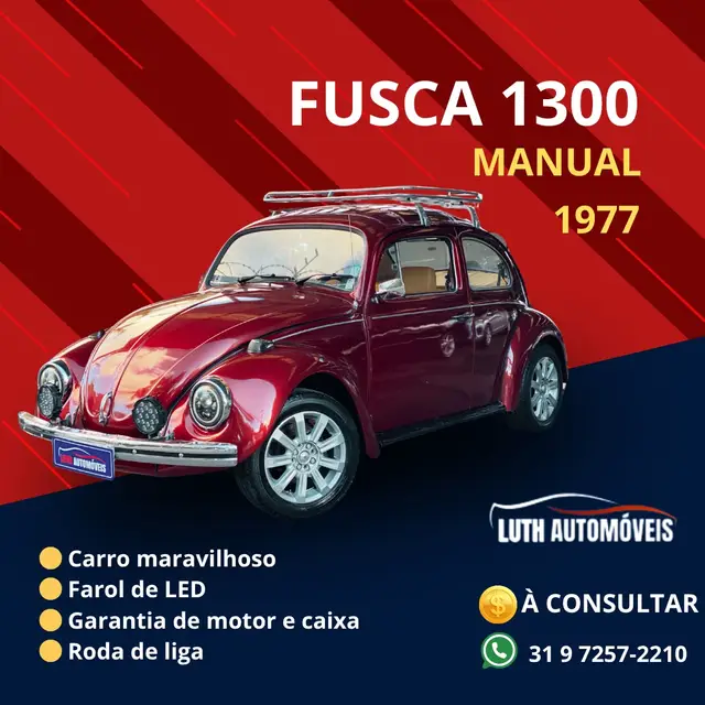 Carro Volkswagen Fusca 1974 1300