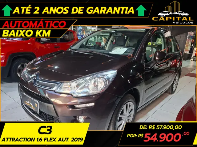 Carro Citroën C3 2019 Attraction 1.6 VTI 120 (Flex) (Aut)
