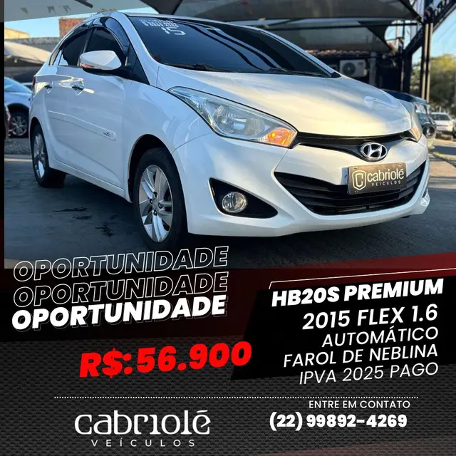 Carro Hyundai HB20S 2015 1.6 Premium (Aut) (Flex)