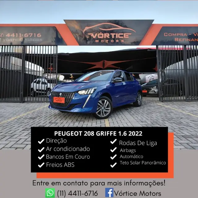 Carro Peugeot 208 2022 Griffe 1.6 (Flex) (Aut)