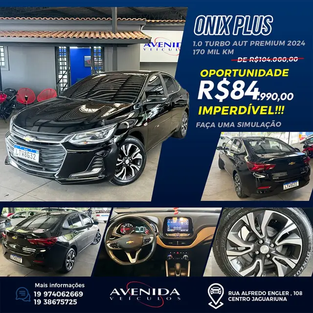 Carro Chevrolet Onix Plus 2024 Premier 1.0 Turbo (Aut.)