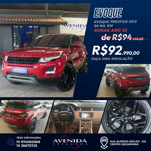 Carro Land Rover Range Rover Evoque 2012 2.0 Si4 4WD Prestige