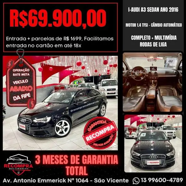 Carro Audi A3 2016 1.4 TFSI