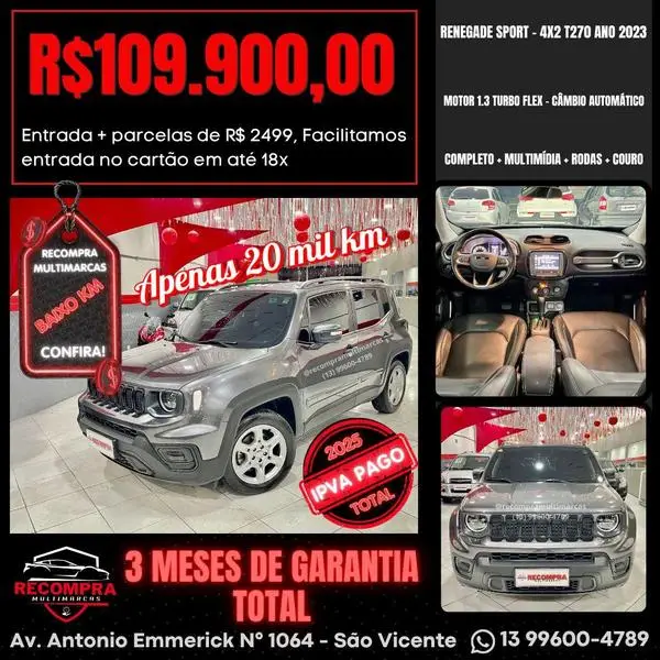 Carro Jeep Renegade 2023 Longitude T270 1.3 Turbo 4x2