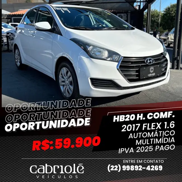 Carro Hyundai HB20 2017 1.6 Comfort Plus blueMedia (Aut) (Flex)
