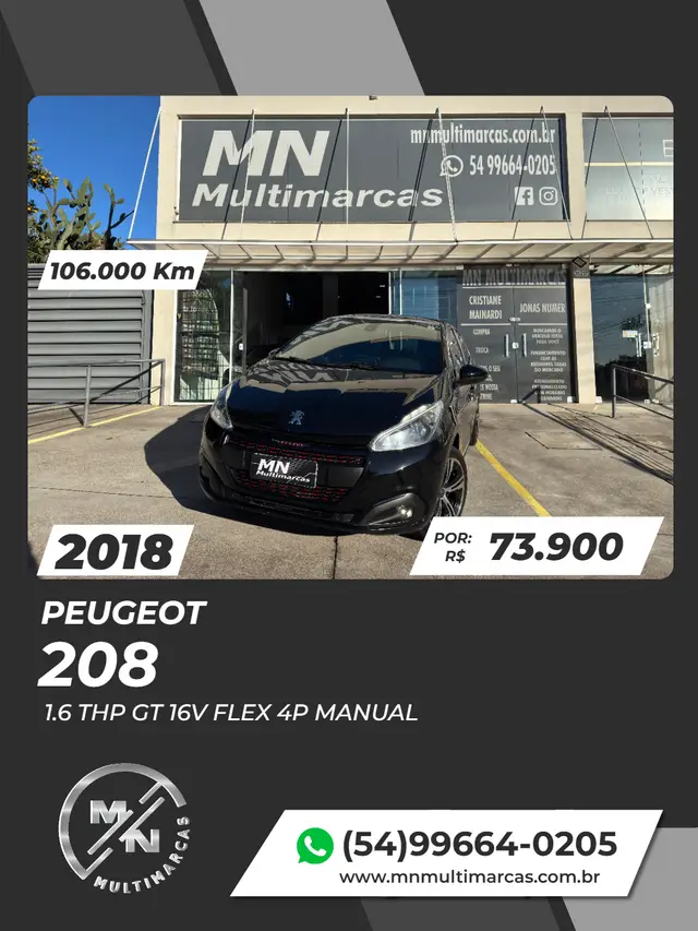Carro Peugeot 208 2018 GT 1.6 THP (Flex)