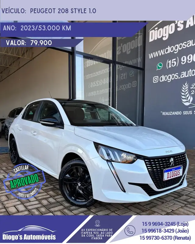 Carro Peugeot 208 2023 Style 1.0 (Flex)