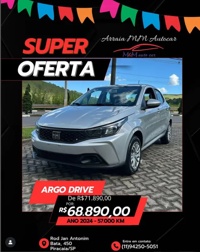 Carro Fiat Argo 2024 Drive 1.0