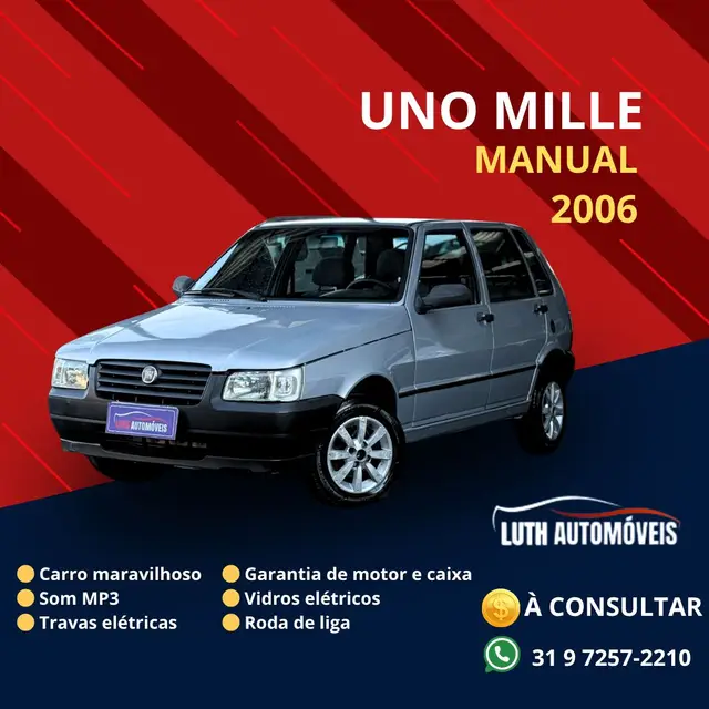 Carro Fiat Uno Mille 2006 Fire 1.0 (Flex)