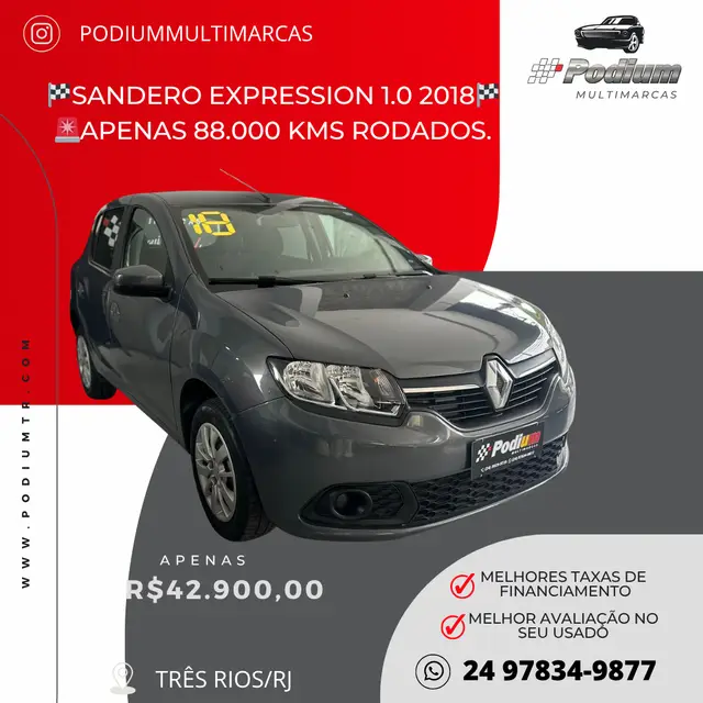 Carro Renault Sandero 2018 Expression 1.0 12V SCe (Flex)