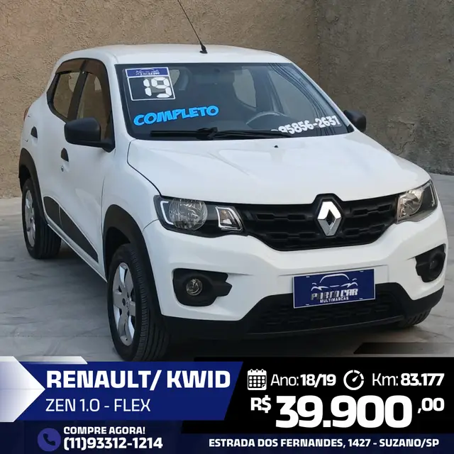 Carro Renault Kwid 2019 Zen 1.0 12v SCe (Flex)