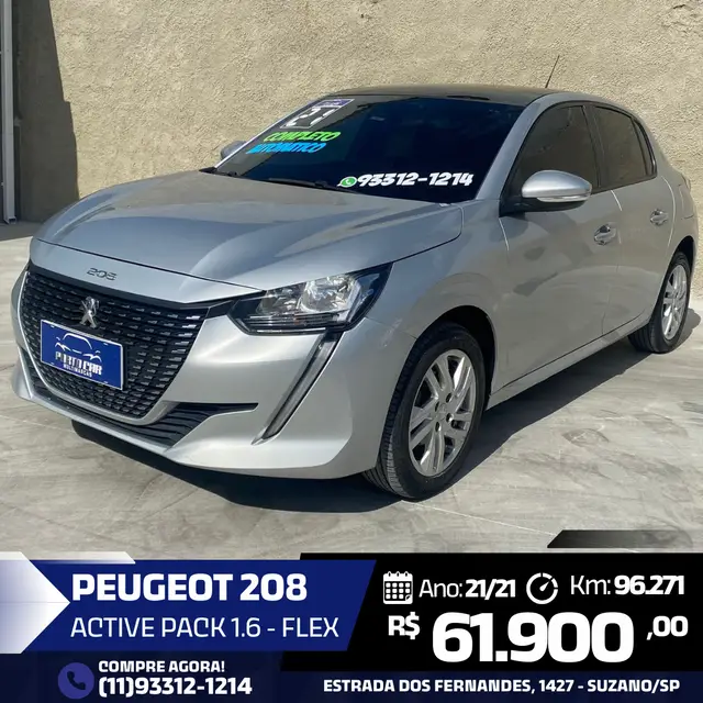 Carro Peugeot 208 2021 Active Pack 1.6 (Flex) (Aut)
