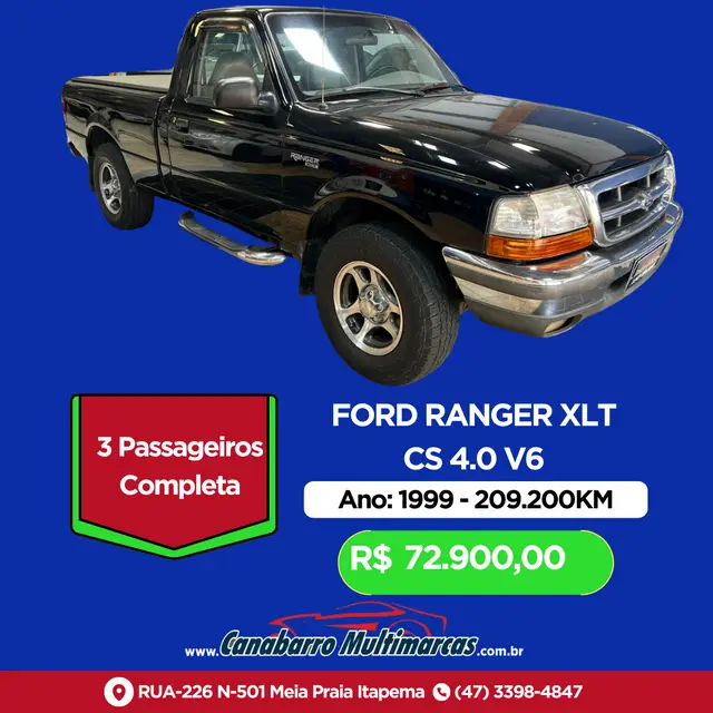 Carro Ford Ranger Cabine Simples 1998 Ranger XLT 4x4 4.0 V6 (Cab Simples)
