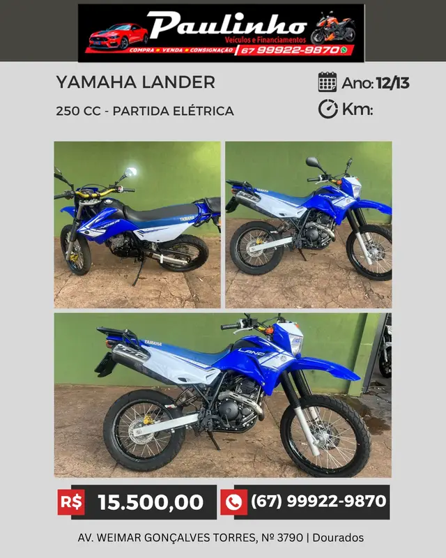 Moto Yamaha XTZ 250 Lander 2013 249 cc