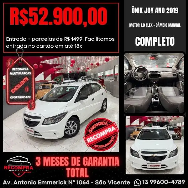 Carro Chevrolet Onix 2019 1.0 Joy SPE/4