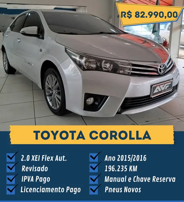 Carro Toyota Corolla 2016 2.0 XEi Multi-Drive S (Flex)