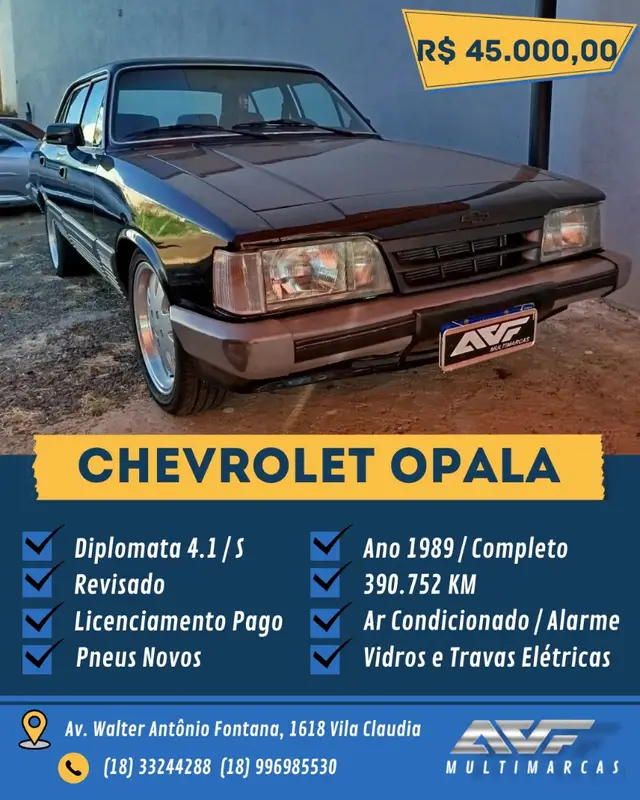Carro Chevrolet Opala 1989 Sedan Diplomata SE 4.1