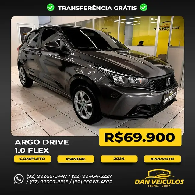 Carro Fiat Argo 2024 Drive 1.0